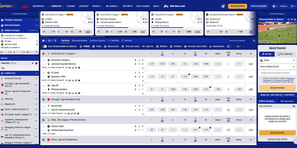 Sapphirebet casino cuotas